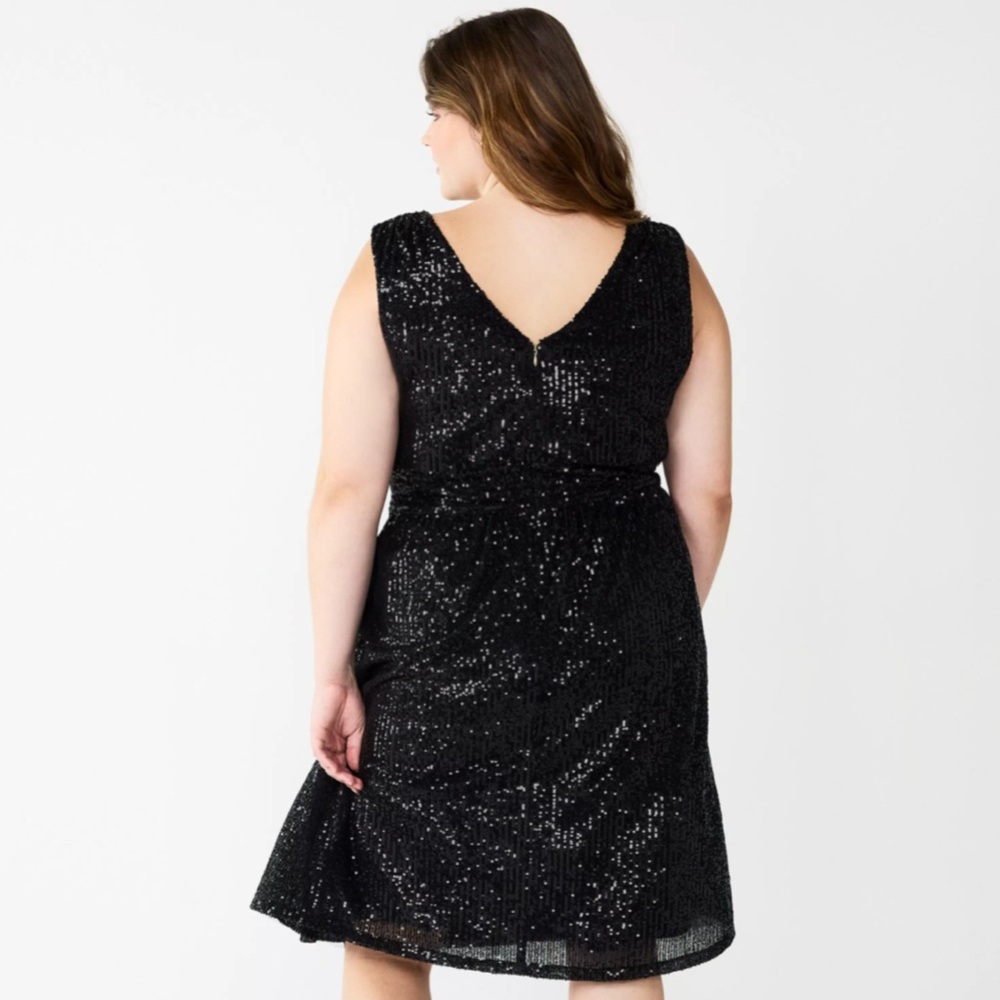 Draper James Black Sequin Dress Sz 18w - Picture 2 of 7